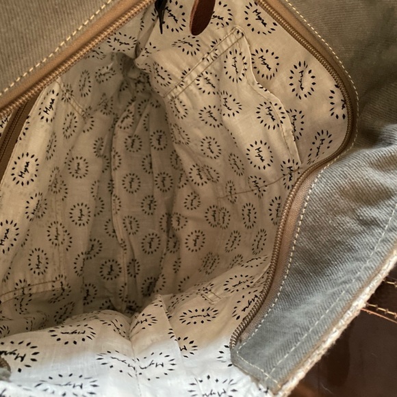 Myra Leather and Fabric Superstar Tote Bag NWT 16 X 16 - Picture 14 of 15